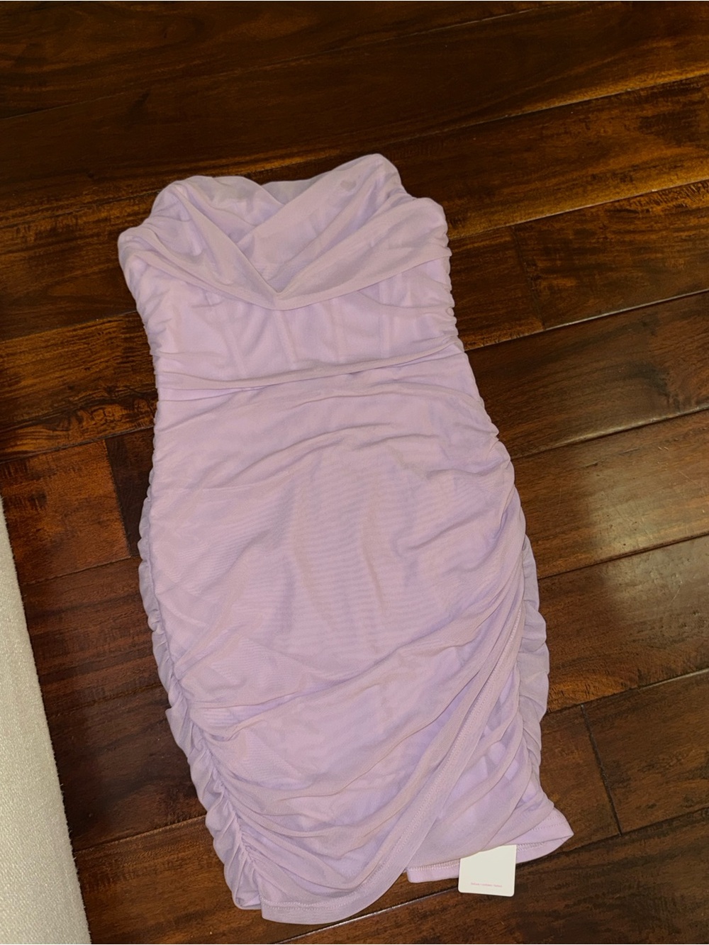 Strapless Lavender Ruched Corset Dress